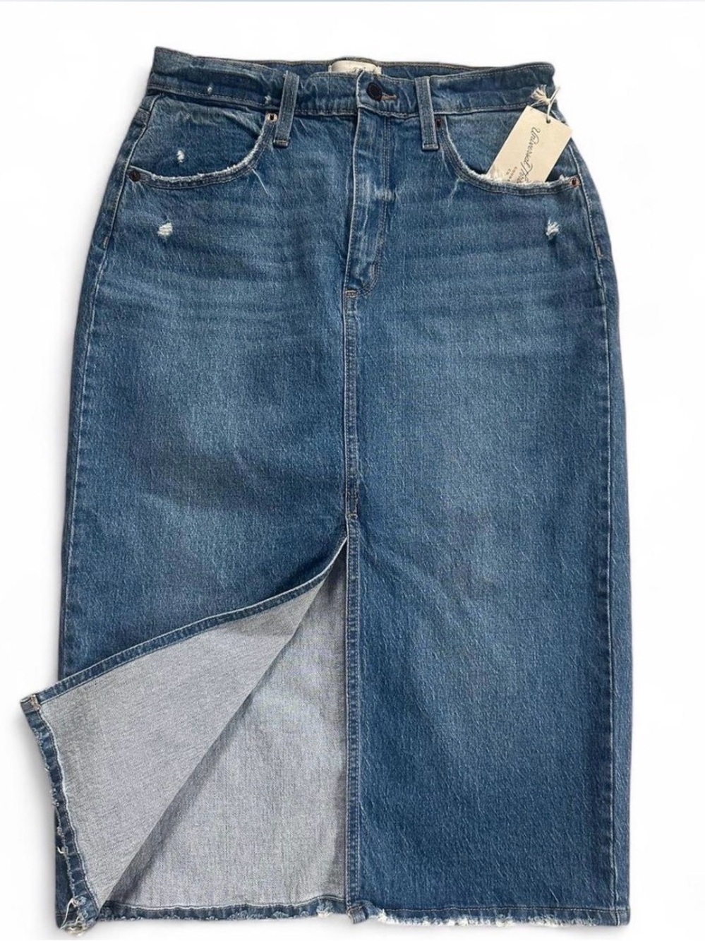 NWT Midi Front-Slit Denim Skirt Size 8 - Picture 2 of 5
